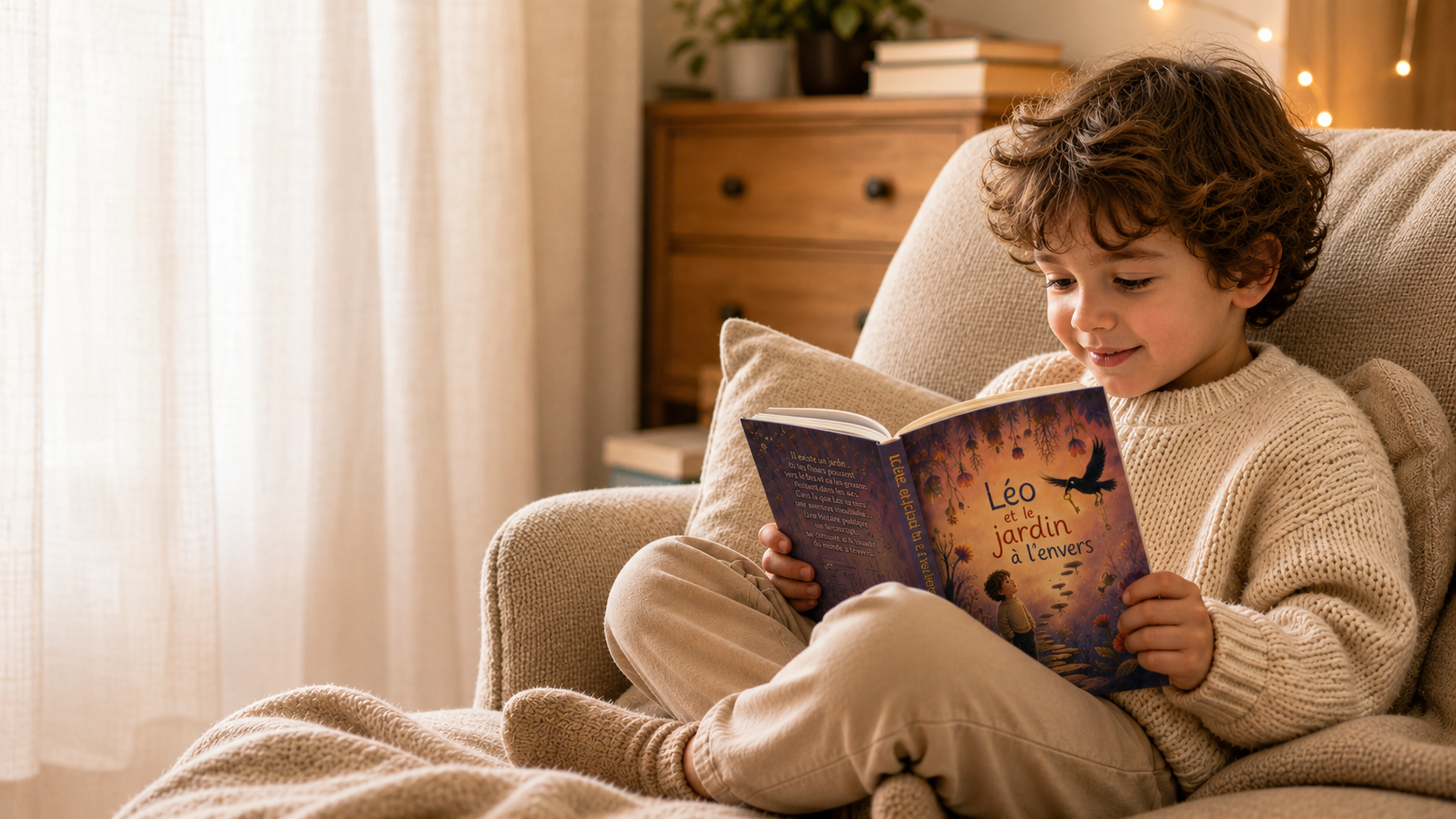 Enfant lisant un livre personnalisé Éditions Farfadet